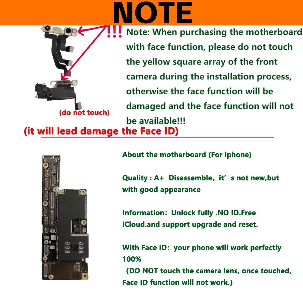 100% Working For iPhone X XR XS Max Motherboard with face ID