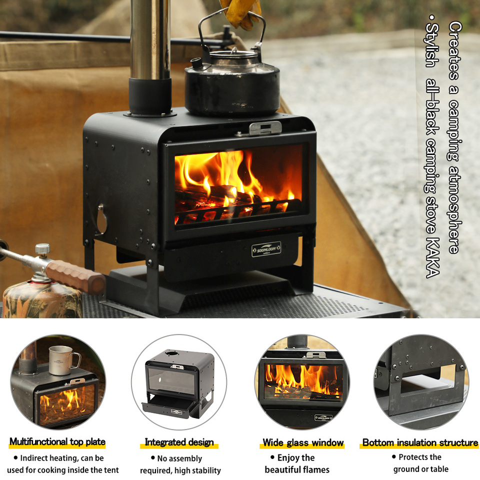 Soomloom Multifunctional Wood Stove KAKA Black Camping Fireplace