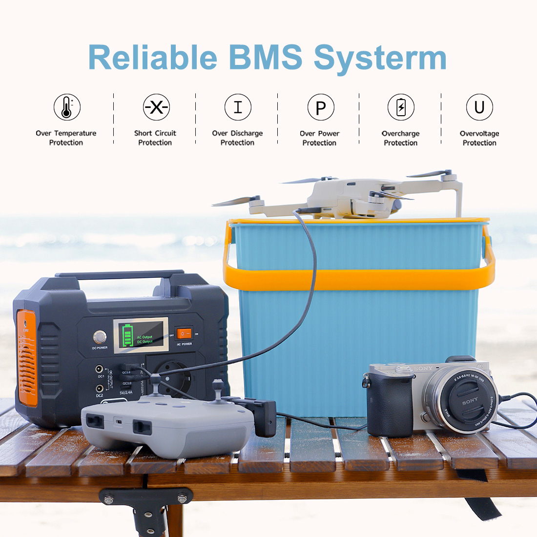 Flashfish e200ポータブル電源ステーション、200wソーラー発電機