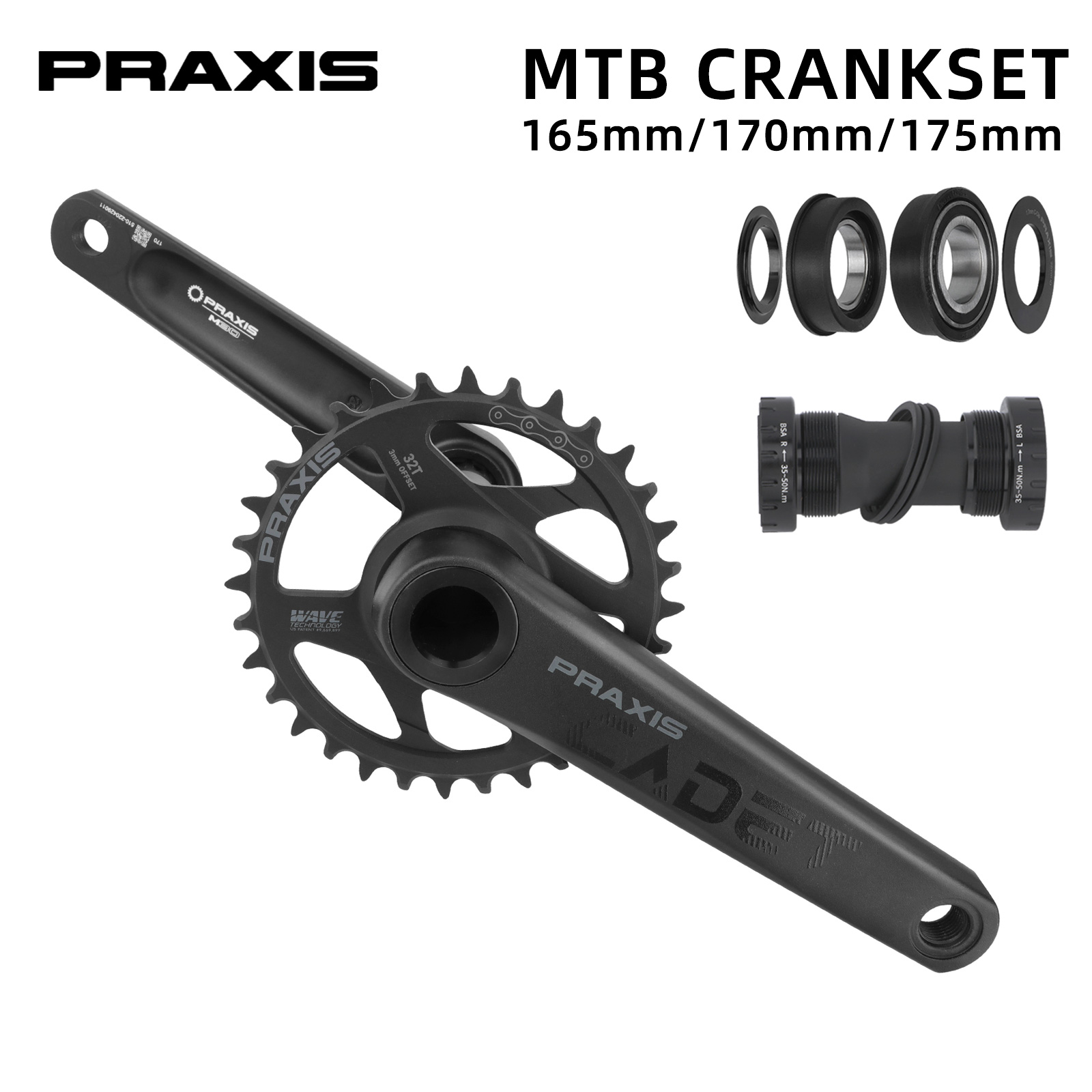 PRAXIS Mtb クランク 165mm/170mm/175mm CADET G2/DM/DH 30T/32T