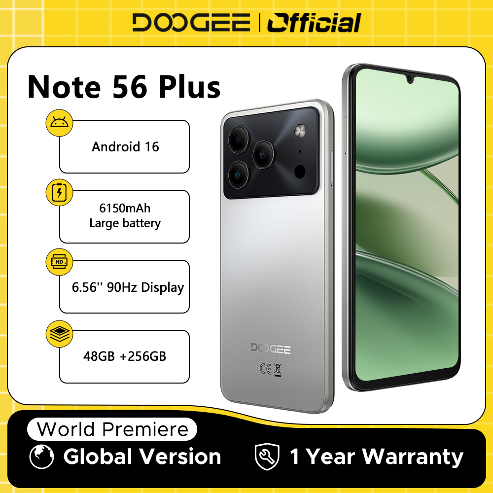 Global Version DOOGEE Note56 Plus Android 16 Smartphone 48GB+256GB
