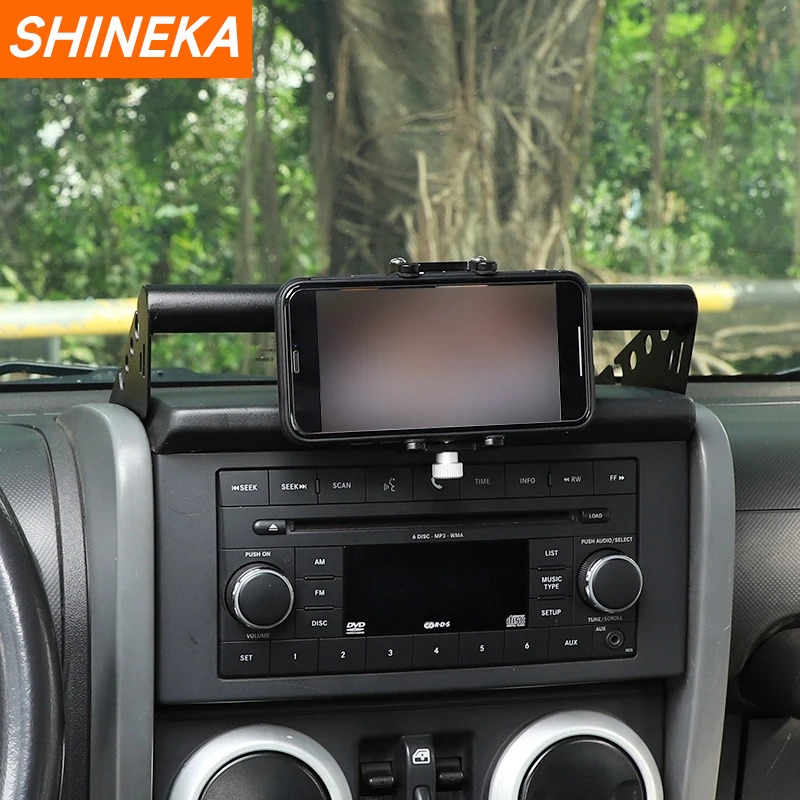 Shineka-ジープラングラーjk用センターコンソール電話ホルダー、GPS