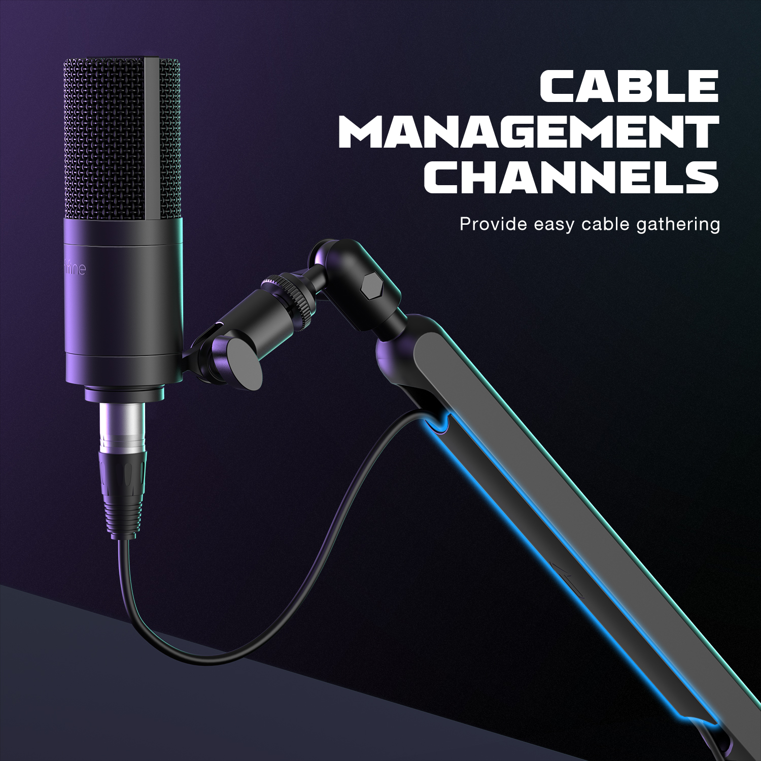 FIFINE 調整可能なロープロファイルアームマイクスタンド、ケーブル