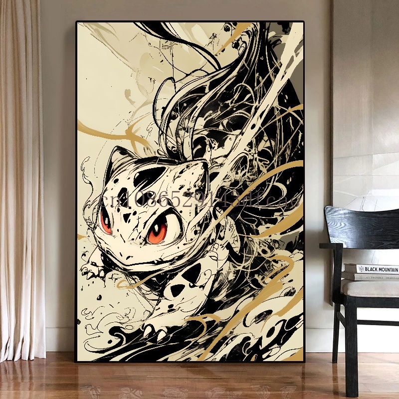 ポケモンアニメフィギュア,水墨画キャンバス,ピカチュウのポスターと