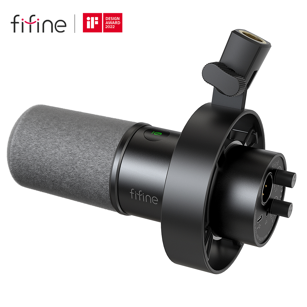 FIFINE USB/XLR ダイナミックマイク、ショックマウント、タッチ