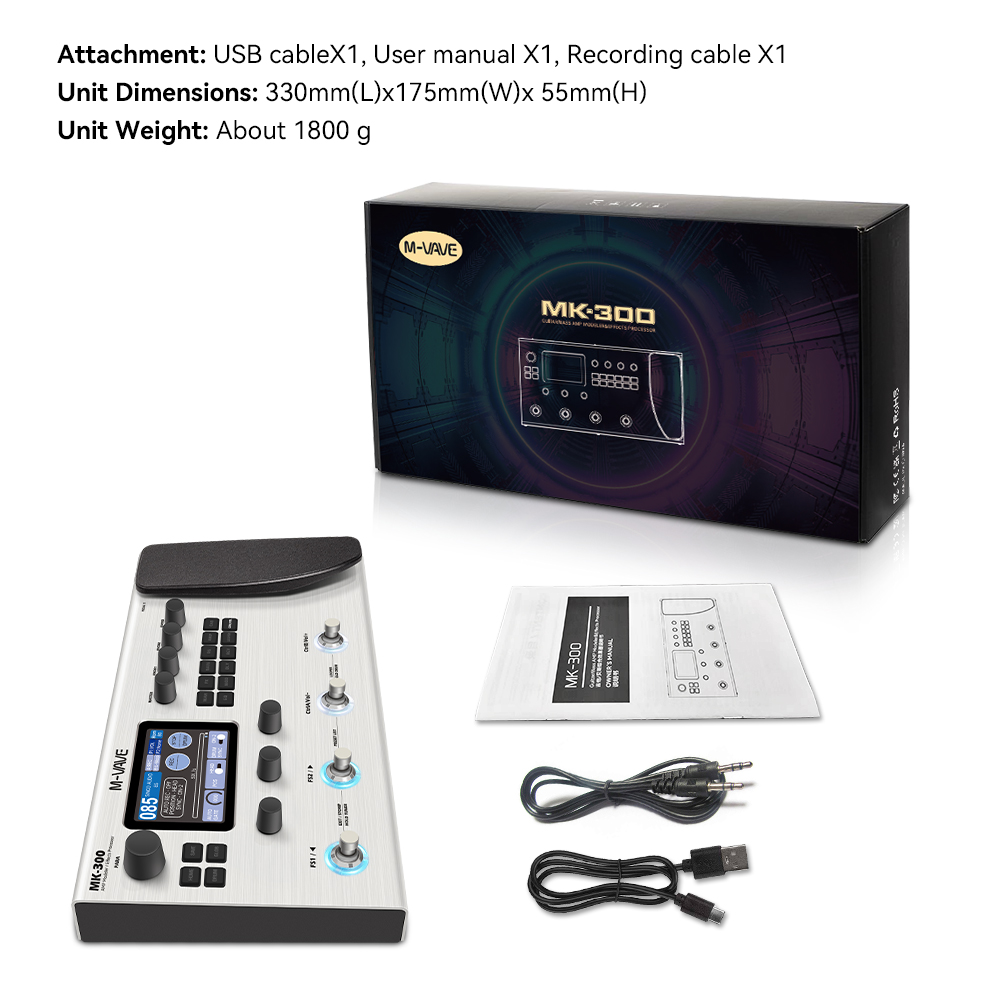 M-VAVE MK300 エレキギター、複数のエフェクトペダル、150s ステレオ