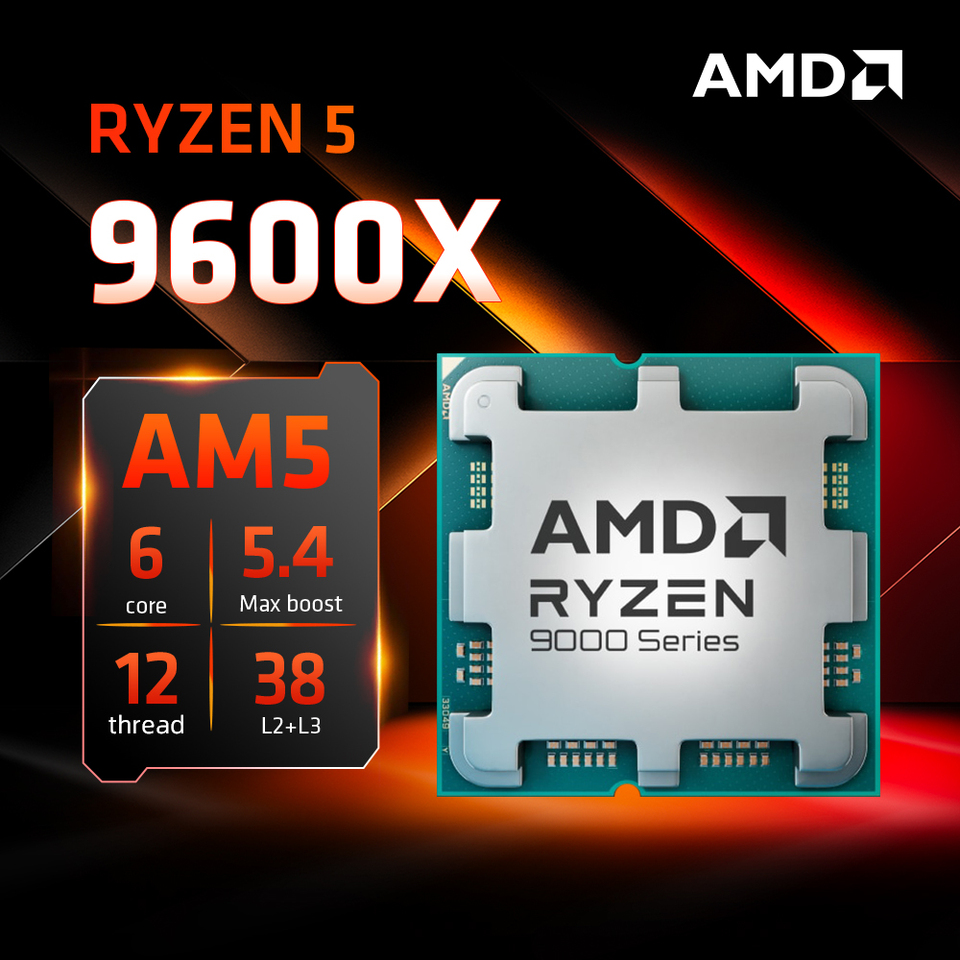 AMD Ryzen 5 9600X Processor 5.4GHz 6-Core 12-Thread 38MB Game