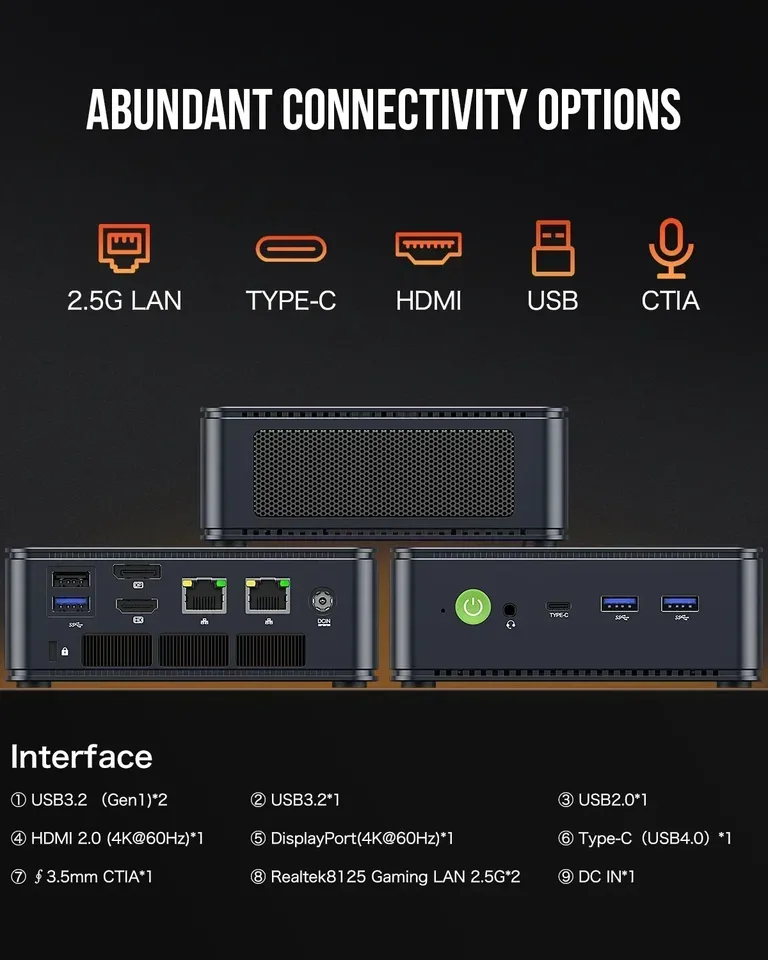 GMKTec M6 AMD Ryzen 5 6600H ミニ PC Windows 11 Pro DDR5 5600Mhz