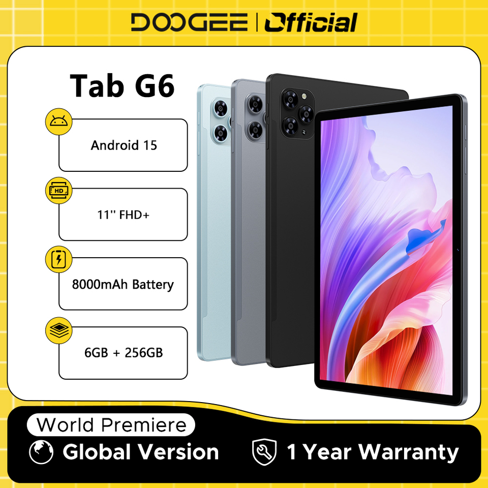 DOOGEE Tab G6 Tablet PC Android 15 Dual Speakers 11'' Display 30GB