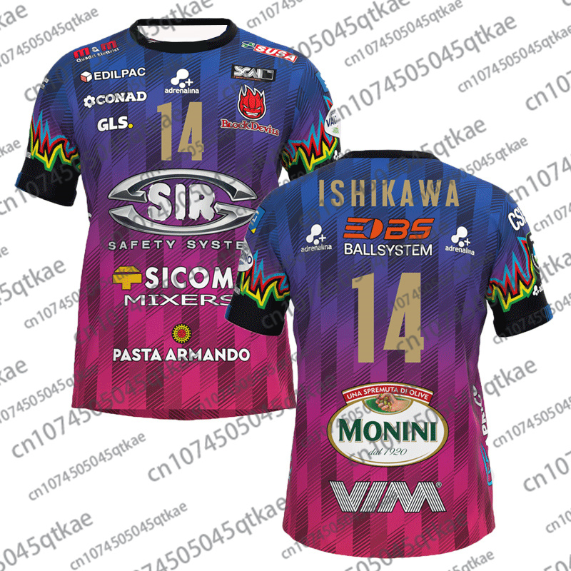2025Men Women No. 14 Volleyball Jersey Sir Safety Perugia Tshirt