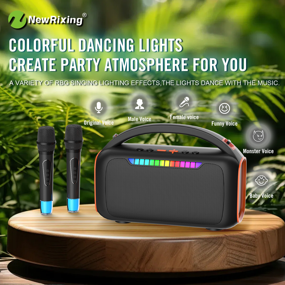 NewRixing 30W Bluetooth Speaker with 2 Mics,Karaoke Machine