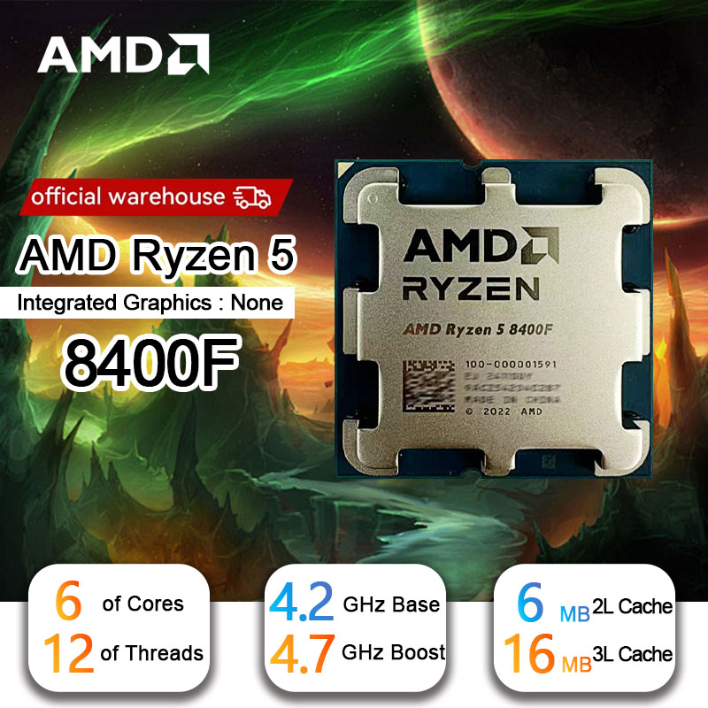 New AMD R5 8400F Ryzen 5 8400F 6 Cores 12 Threads 4.2GHz Desktop
