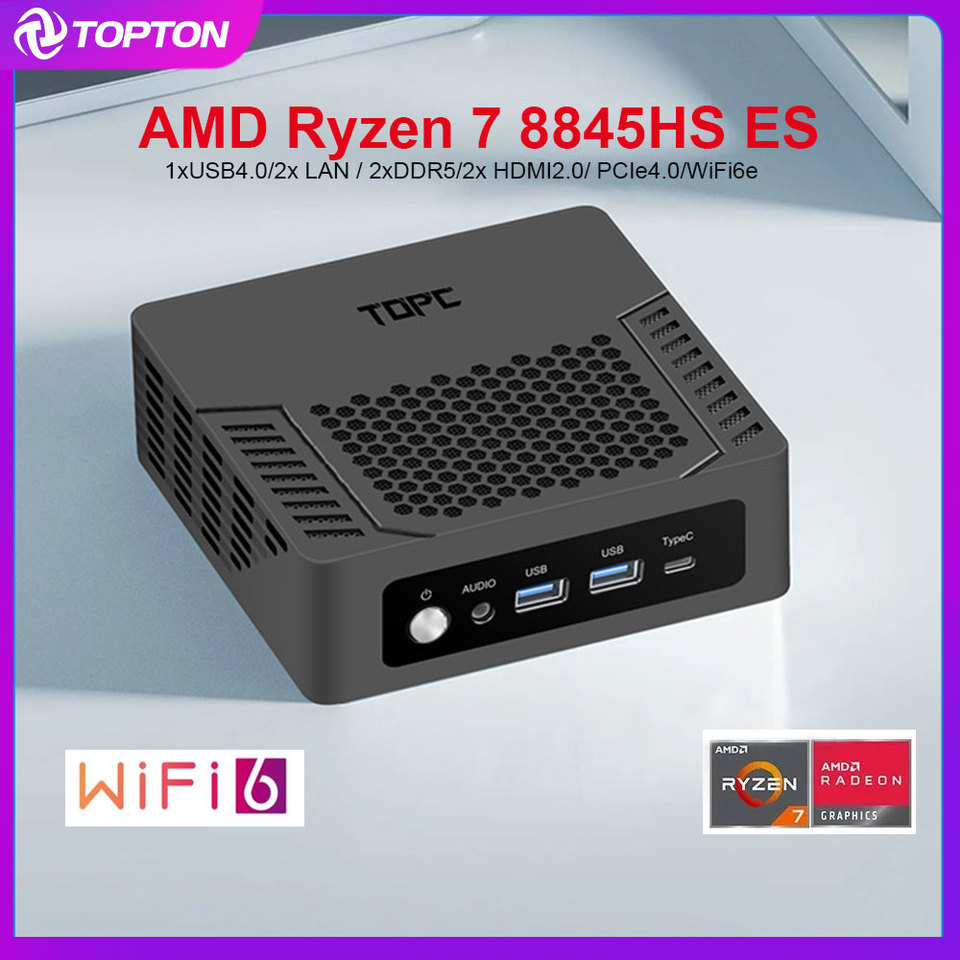Topton Mini PC AMD Ryzen 9 6900HX ES R7 7840HS ES USB4.0 Dual LAN
