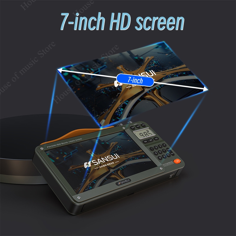 SANSUI ポータブル FM/MW/SW ラジオ 7 インチ HD LED ディスプレイ