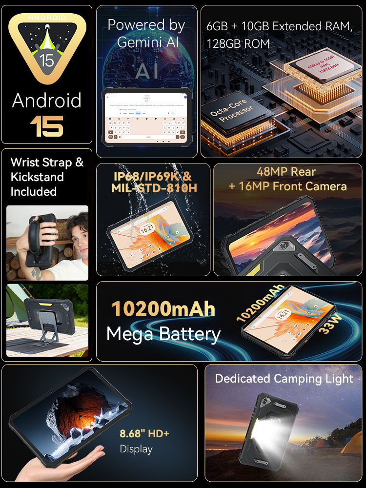 Androidタブレット Cubot TAB KingKong Mini、10200mAhメガバッテリー