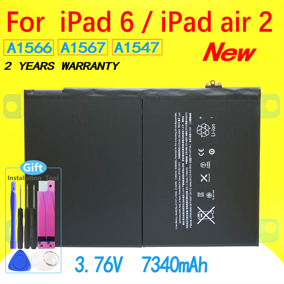NEW 7340mAh Tablet Battery For iPad 6 / iPad Air 2 A1566 A1567