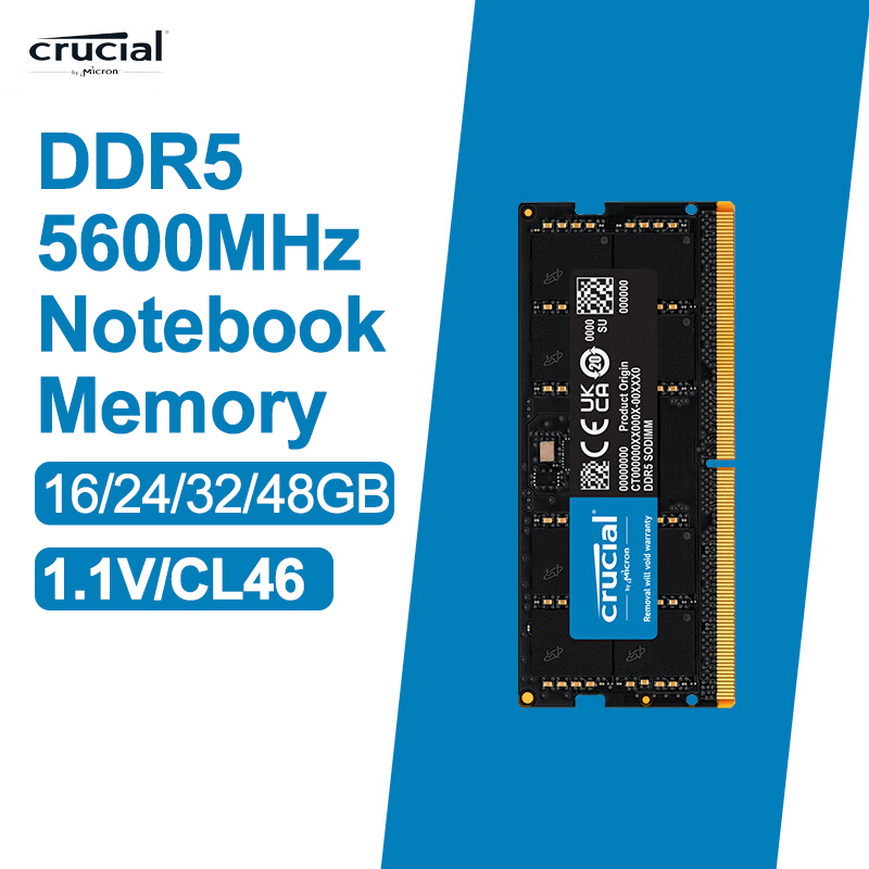 Crucial RAM 16GB 24GB 32GB 48GB DDR5 5600MHz PC5-44800 ラップ