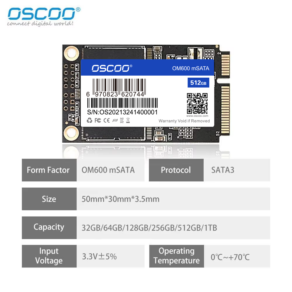 OSCOO mSATA SSD 256GB mSATA SATAIII SSD 512TB 1TB Hard Drive Solid