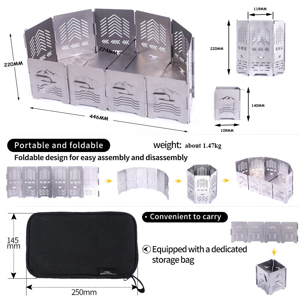 Soomloomアーチ形焚き火台Morpho六角形焚き火コンロ変換可能ウィンド