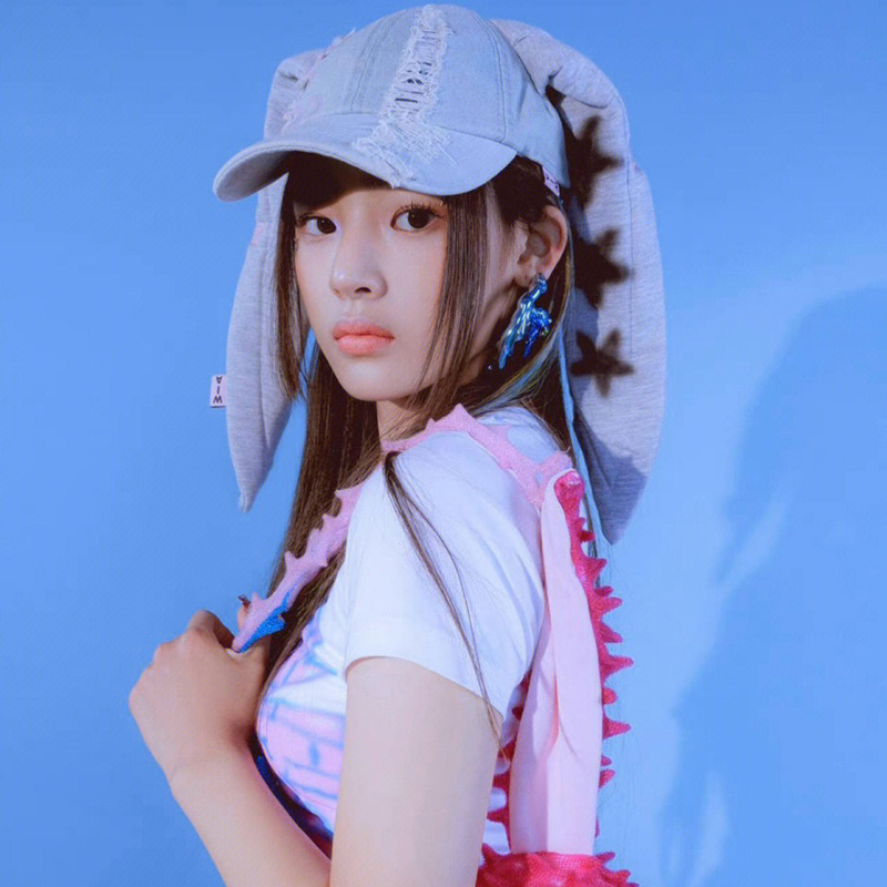 新しいロングウサギ耳帽子 Y2K スタイルブルーデニム野球帽