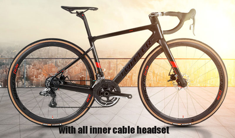 Twitter-カーボンロードバイクフレーム、ディスクブレーキ、スルー