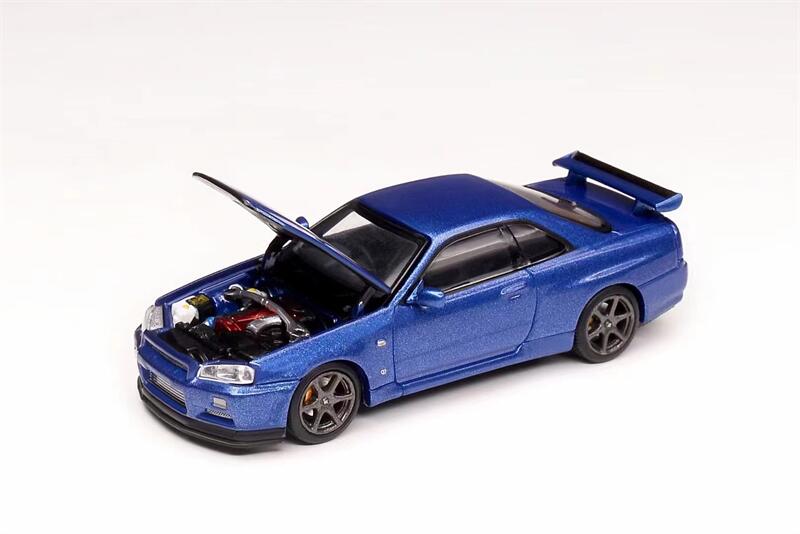 Motorhelix-ダイキャストモデルカー、1:64スカイライン、GT-R、r34、v