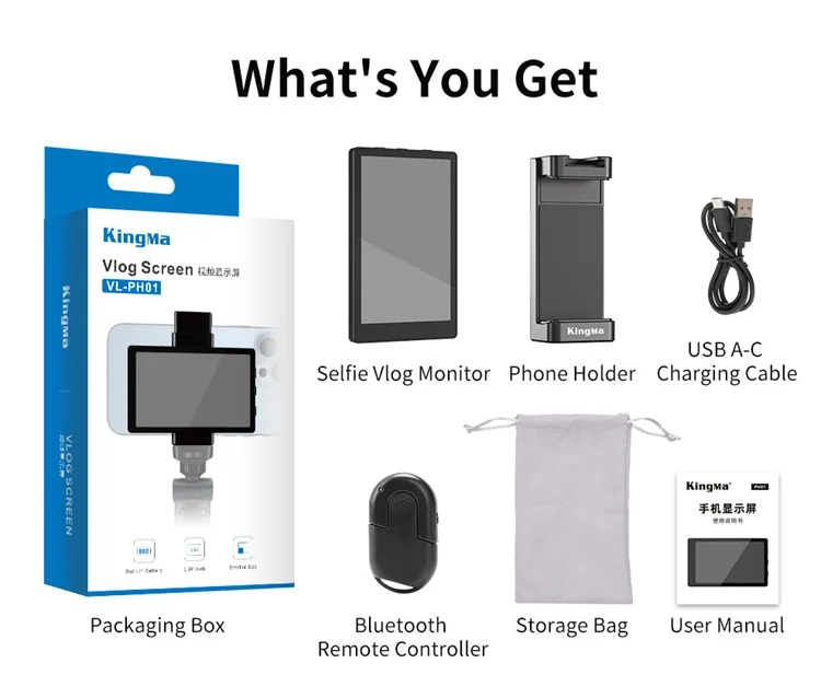 KingMa VL-PH01 Selfie Vlog Screen Monitor for Rear Camera Selfie