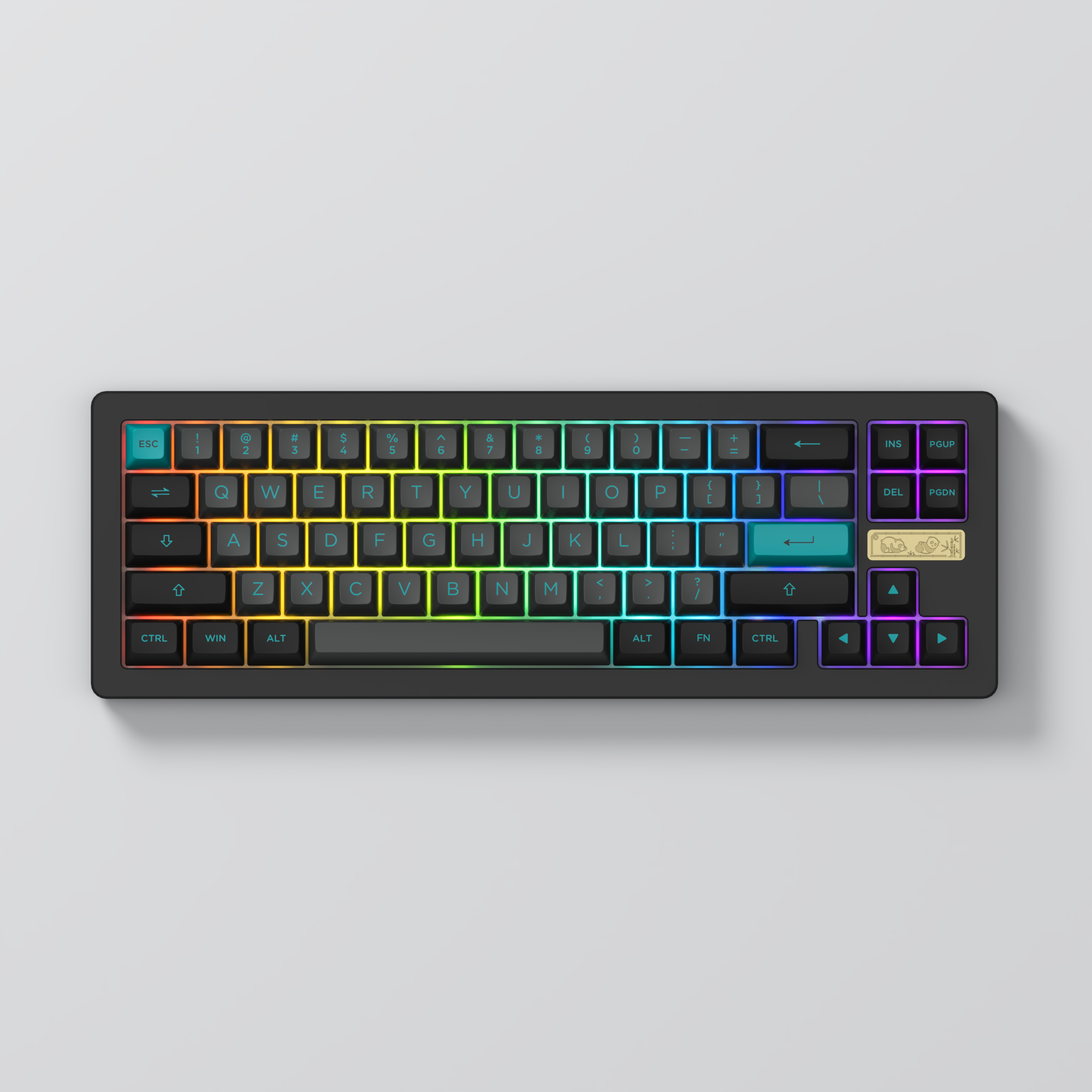 Akko-acr pro 68キーボード,メカニカルキーボード用,黒とシアン,rgb