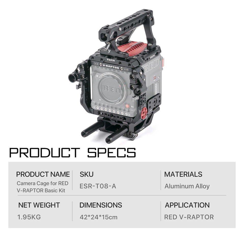 チルタESR-T08レッドV-RAPTORカメラケージレッドV-RAPTOR 8kシンプル