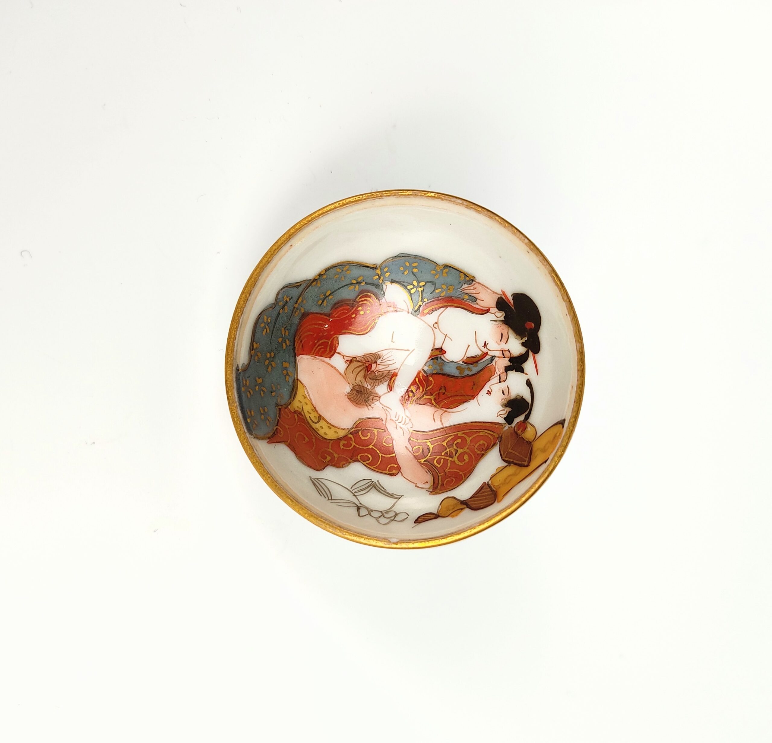 九谷焼 赤絵春画盃台付宝珠型盃 – 古美術西川