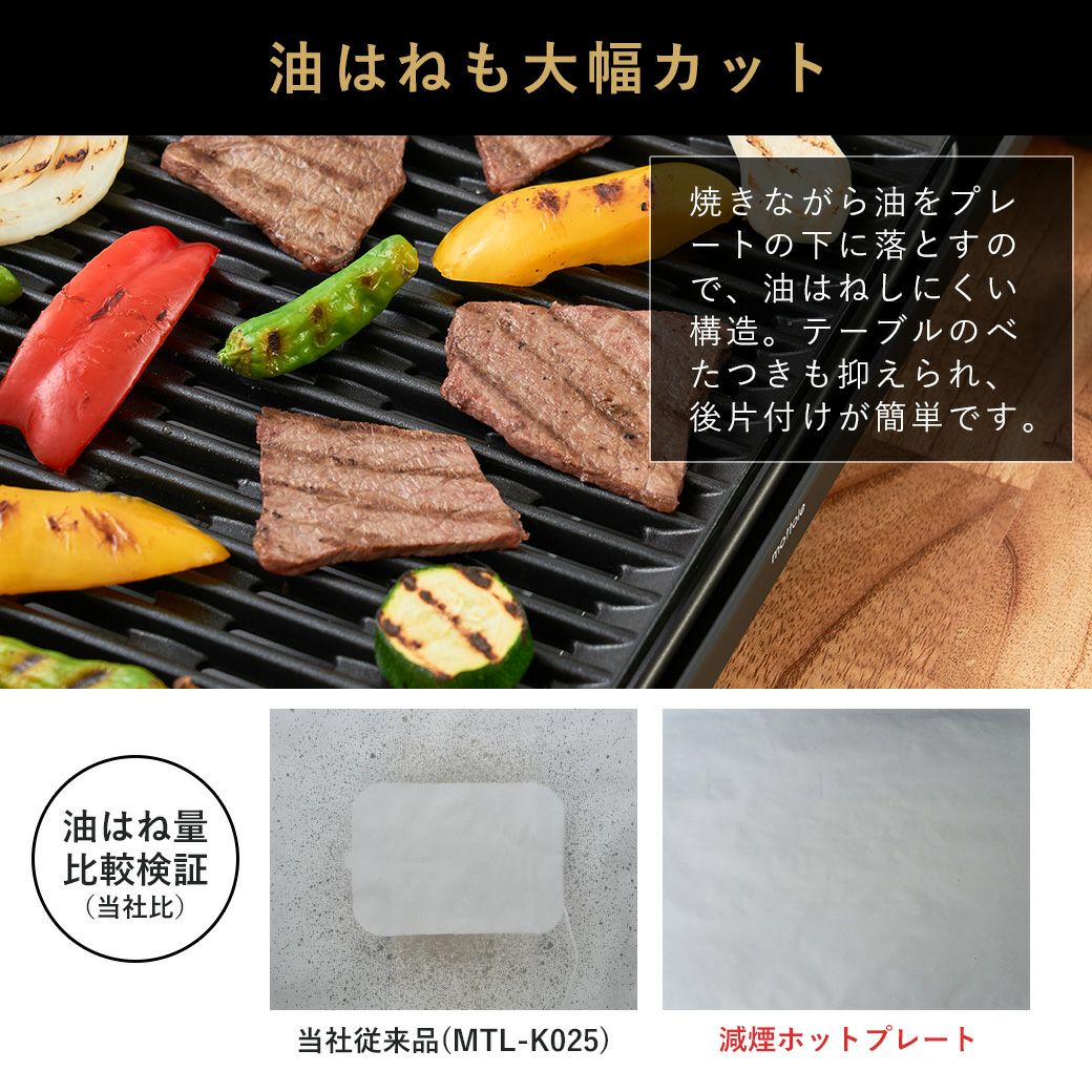焼肉 ホットプレート ワイド 大型 肉 祭り お手入れ簡単 減煙 油はね