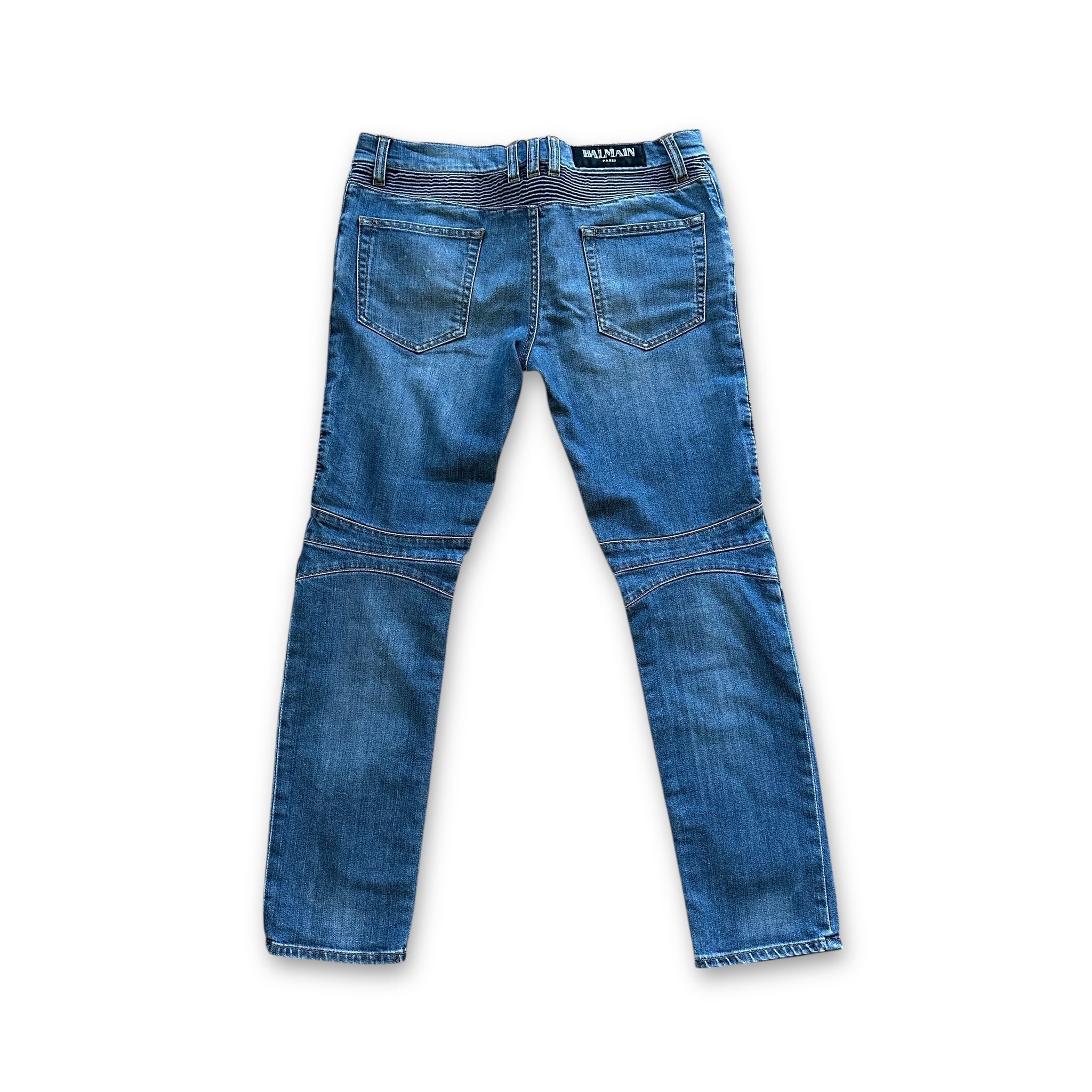 Balmain FW11 Decarnin Washed Blue Biker Denim - Ākaibu Store