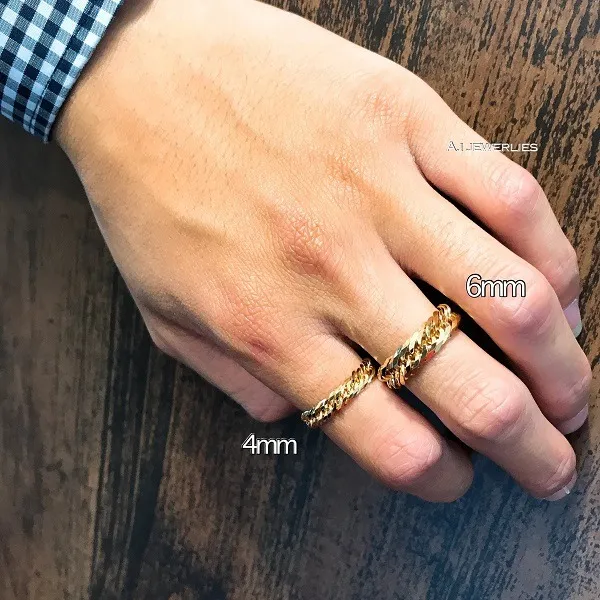 K18 18金 喜平 12面トリプル リング ソフトタイプ 4mm幅 16号から23号