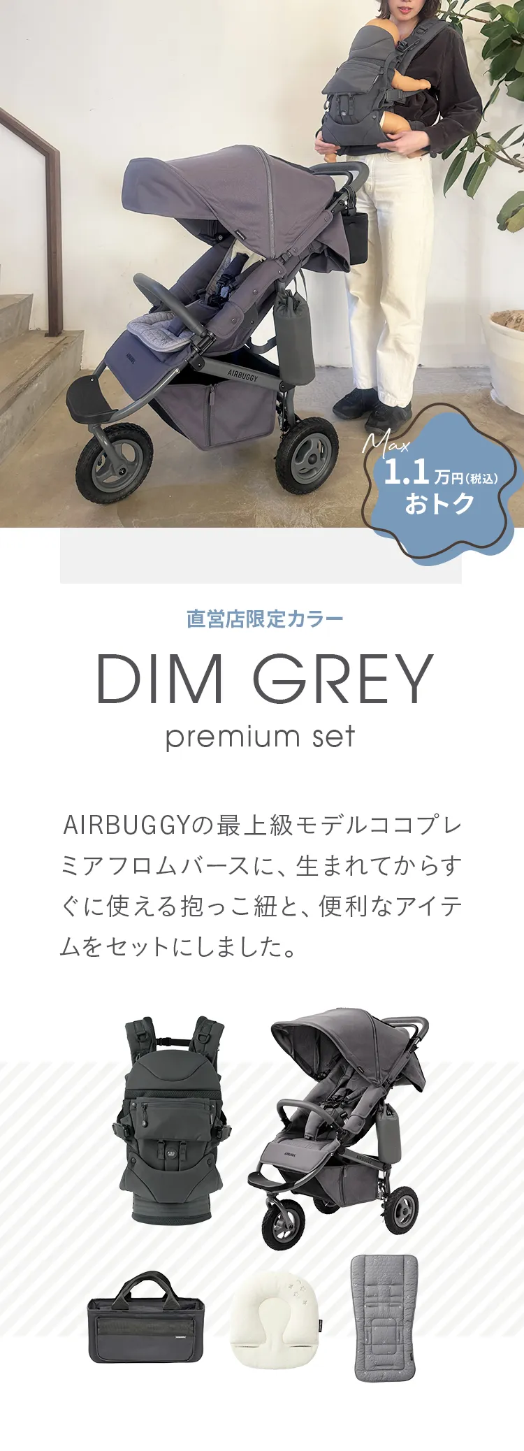 エアバギー ディムグレー [ココプレミア ＋ ベビーキャリア コンフォ