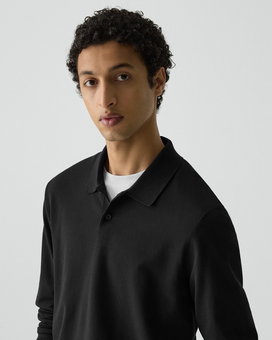 Men's Light Bilen Polo Shirt in Black | Theory