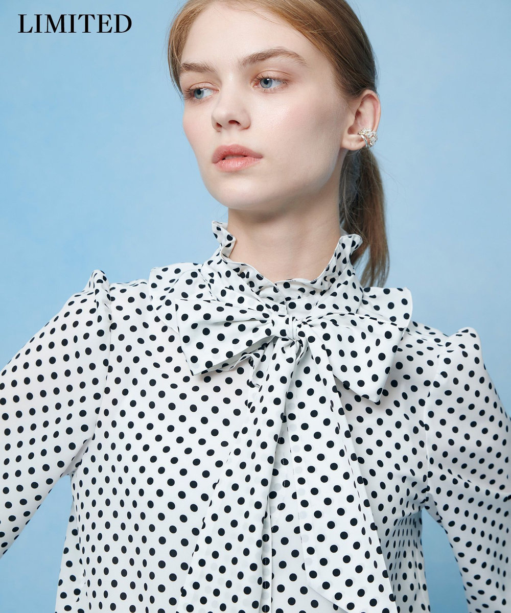 ◇【LOULOU WILLOUGHBY】デシンドットフリルボウタイブラウス