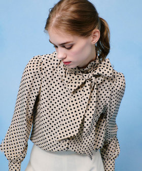 LOULOU WILLOUGHBY】◇デシンドットフリルボウタイブラウス
