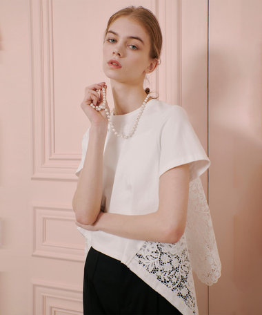 LOULOU WILLOUGHBY】レースドッキングプルオーバーブラウス