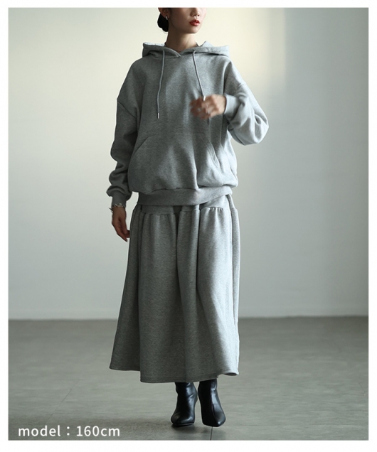 レディース 大人 上品 裏起毛トップス＆スカートセットアップ 【1月1日