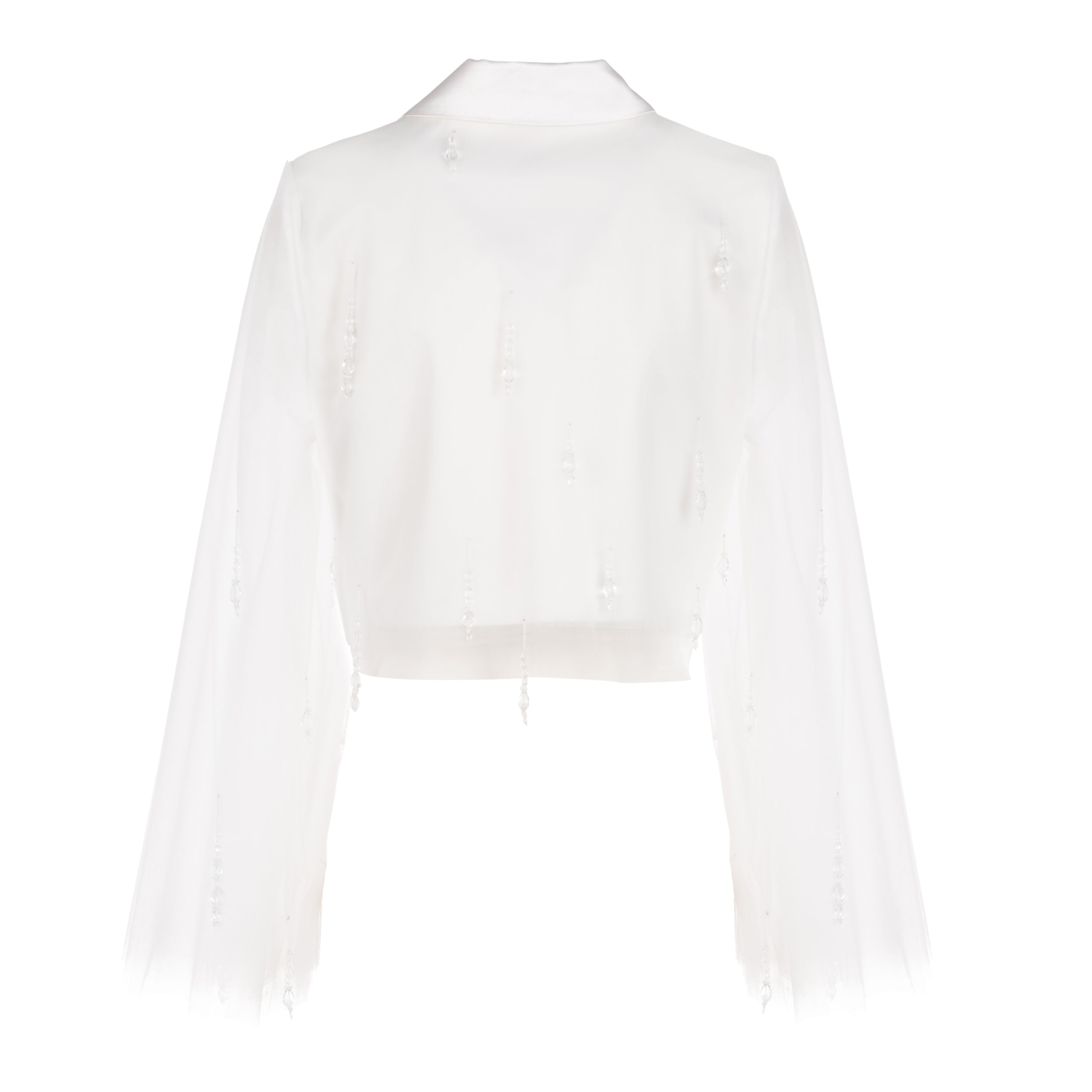 Alexandra Pijut Tulle Notch Collar Blazer in Ivory