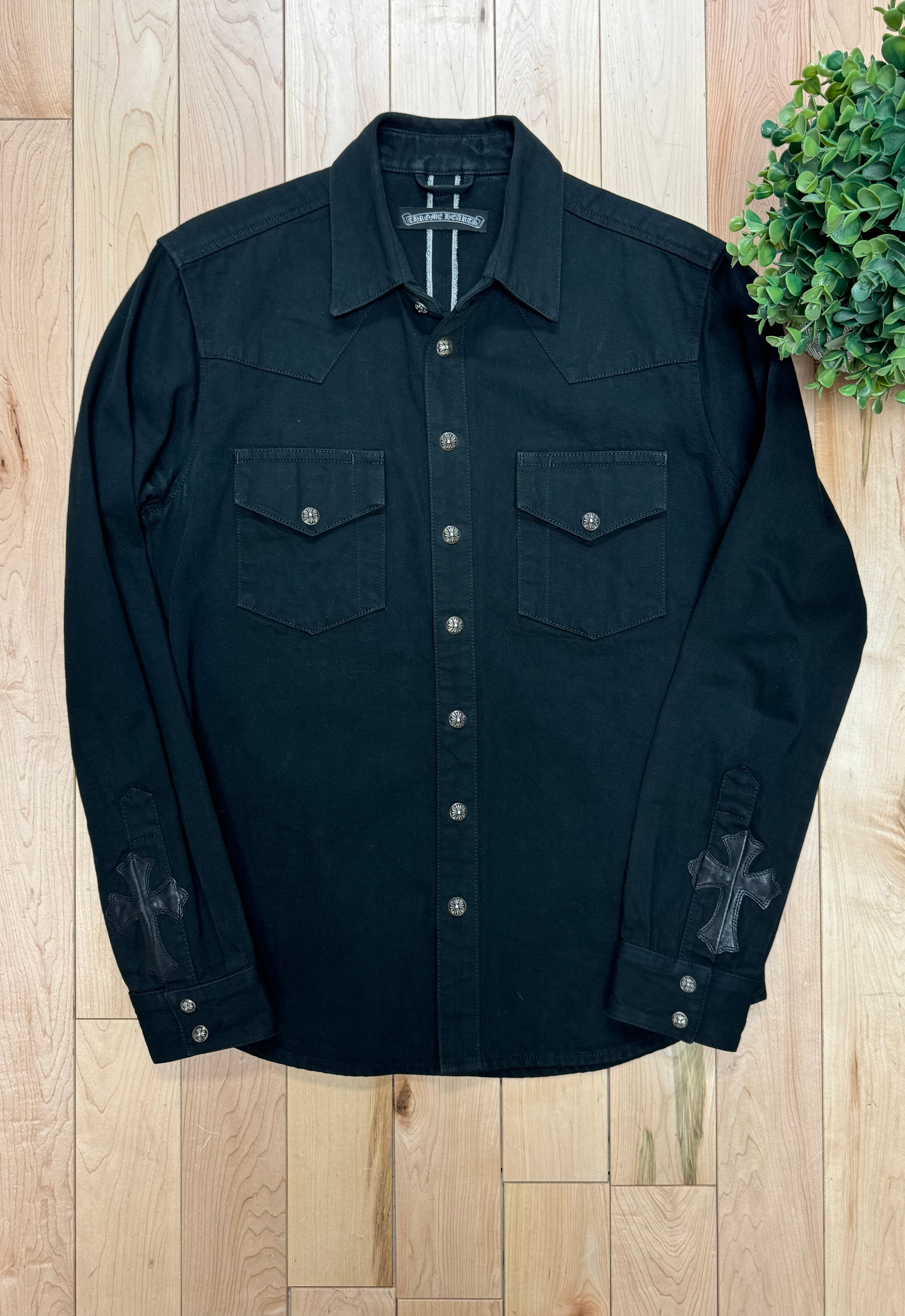 Chrome Hearts Leather Cross Patch Denim Western Shirt – Alex Maxamenko