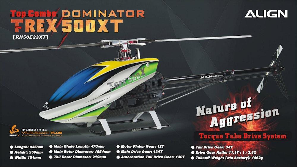 Align T-REX 500X Dominator Top Combo Torque Tube RH50E22 RC Helicopter
