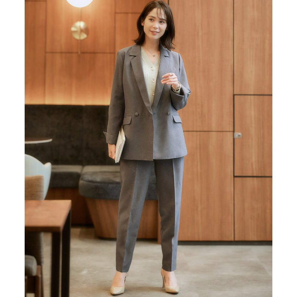 レディーススーツ】ダブルブレストジャケットパンツスーツ（テーラード