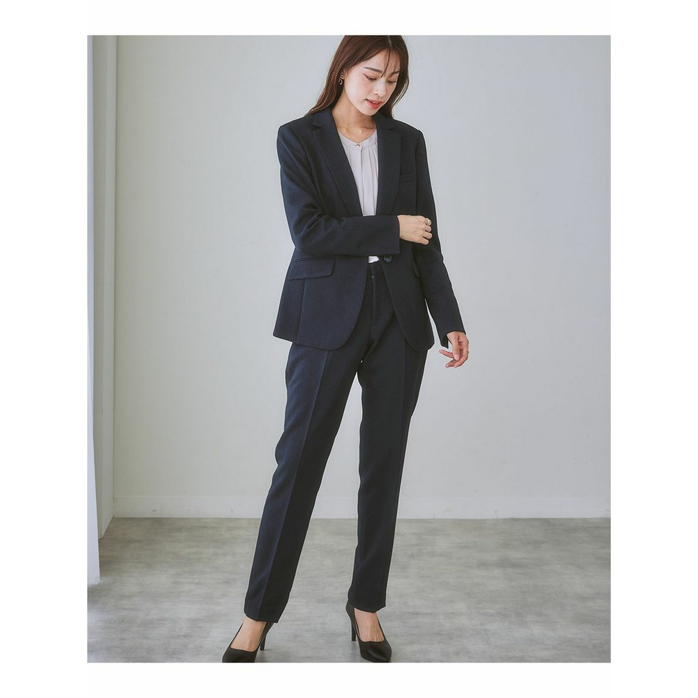 レディーススーツ】洗えるウール調9分丈テーパードストレッチパンツ