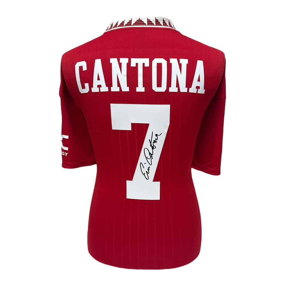 カントナ直筆サイン入りマンチェスター・ユナイテッドシャツ 本物記念品