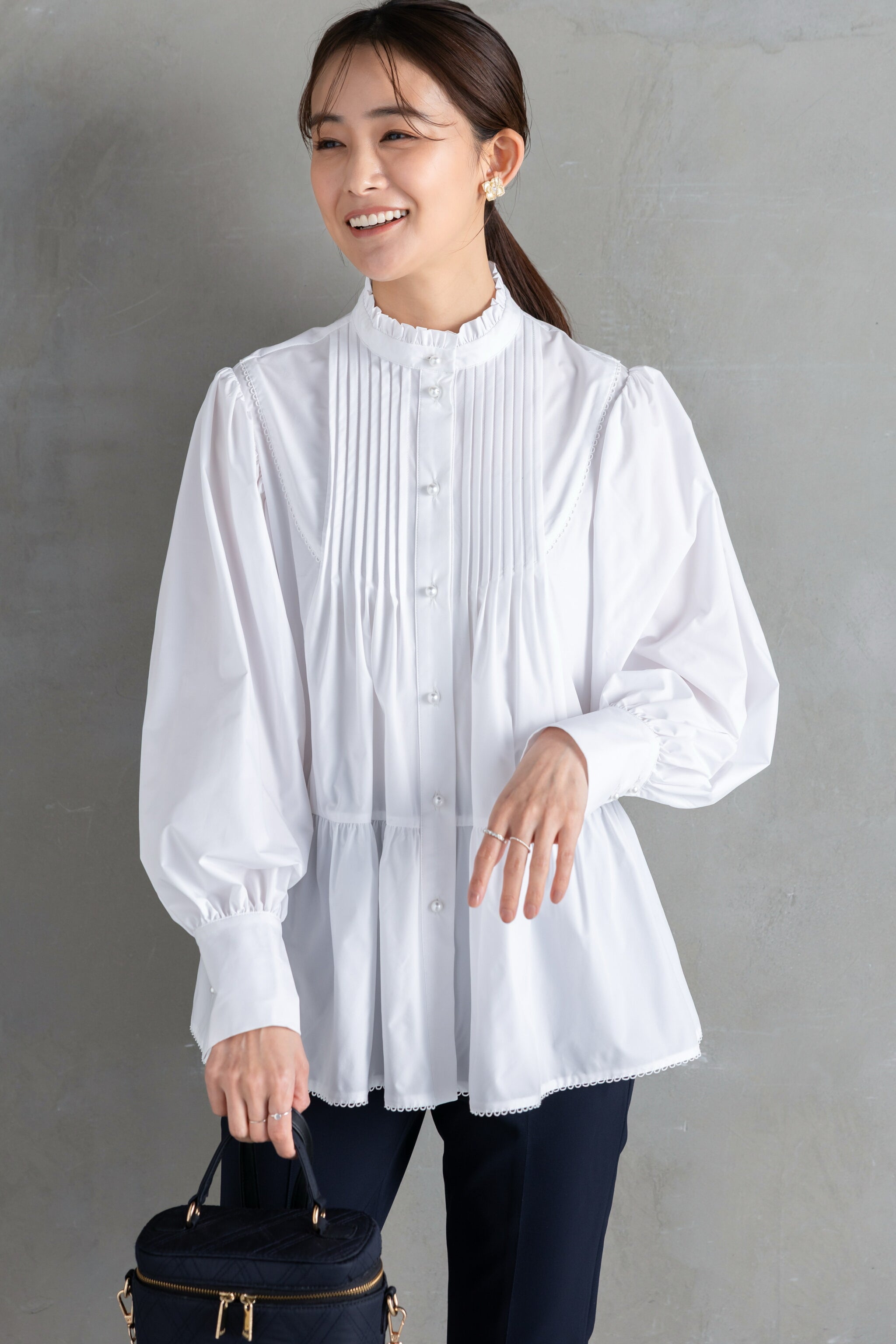 Keep clean】フリルカラーピンタックチュニックブラウス – Ame no chi Hare