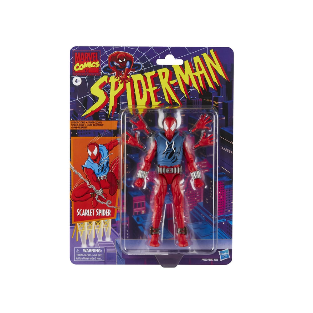 Boneco de ação Marvel Legends Series Scarlet Spider 15cm em