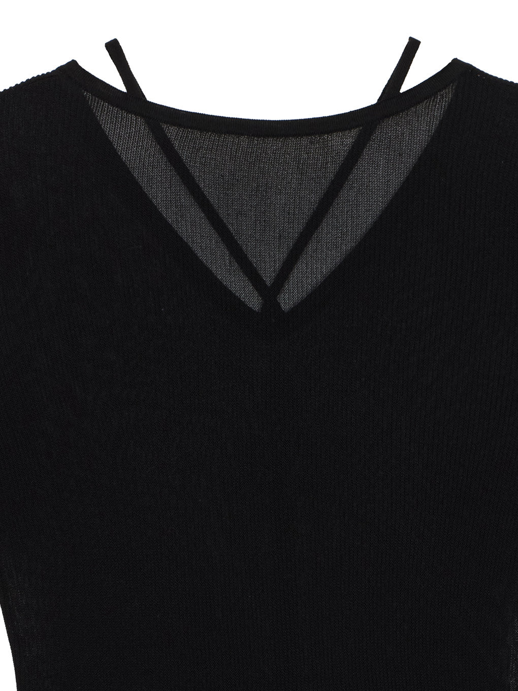 SHEER FRILL V NECK KNIT TOP