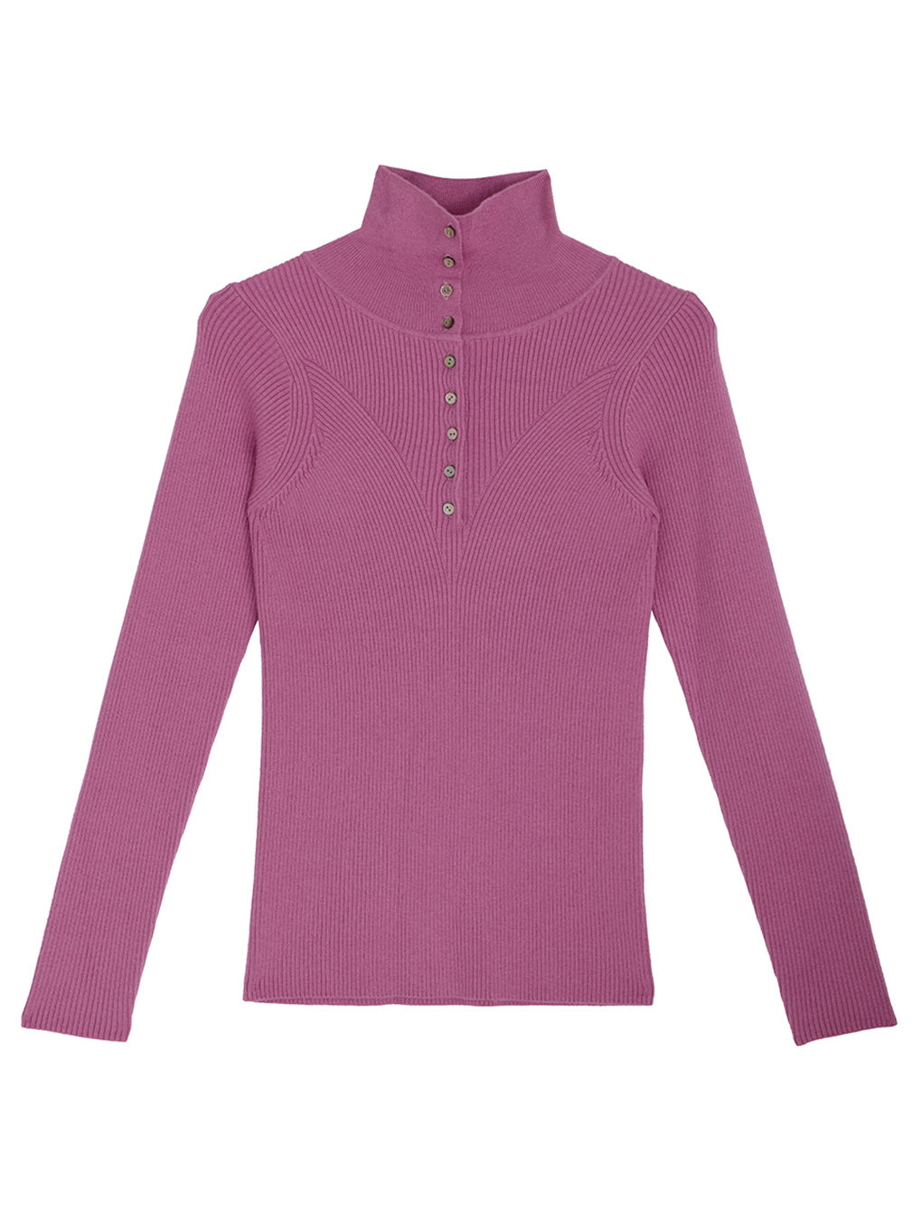 UND HIGH NECK BUTTON KNIT TOP