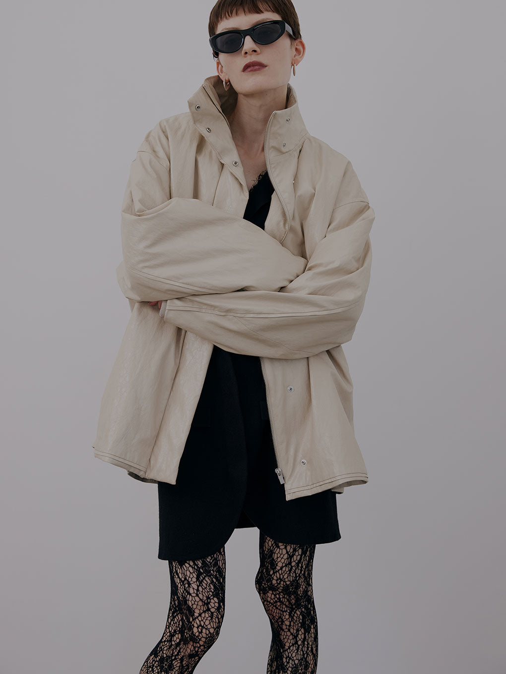 Ameri PASTING LIKE FAKE LEATHER JACKET S